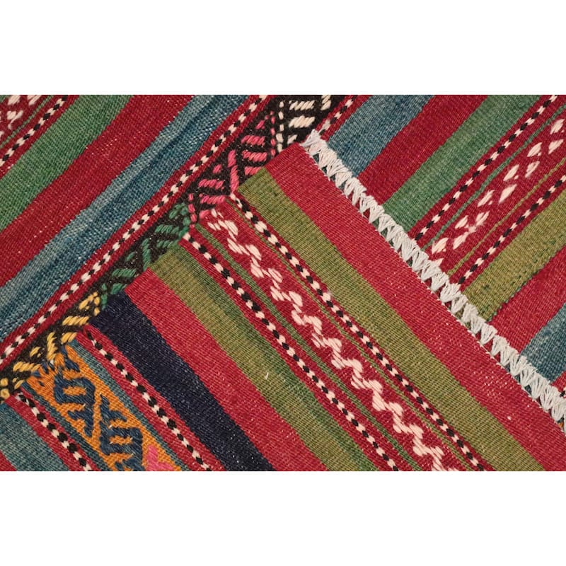 Hand Woven Oriental 100% Wool Carpet Southwestern Tribal Multi-Colored Kilim Area Rug - 10' 1'' X 5' 8''