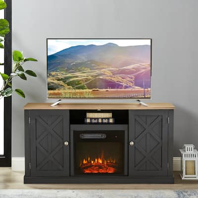 54 in. Charcoal TV Stand for TVs up to 60 in. with Electric Fireplace