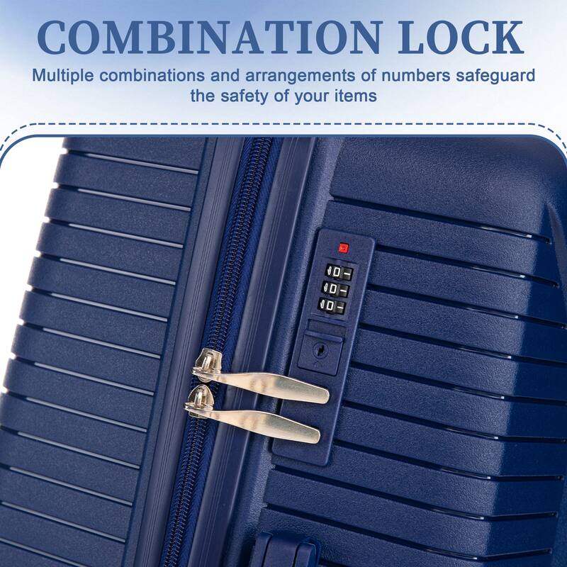 20"/24"/28" 3 pcs/set in PP Spinner Wheel Luggage, Carry on Suitcase, Matching Color, Combination Lock