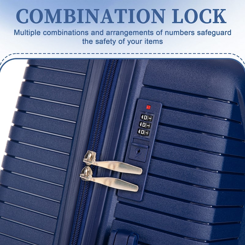 3-Piece, Modern Luggage Sets, Multi-functional Luggage with Spinner Spinner and Combination Lock, for Boarding Travel, Blue