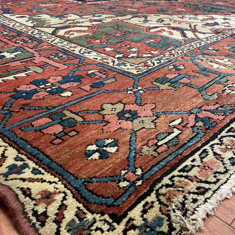 HERAT ORIENTAL Antique 1860s Serapi Wool Rug - 9'6" x 12'1"