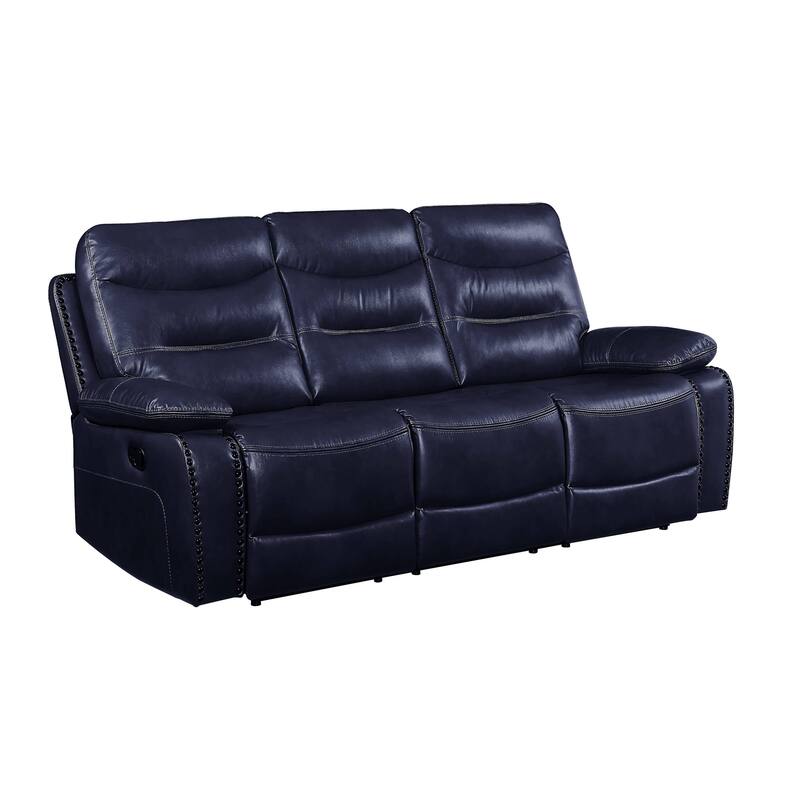 Graton Navy Horizontal Tufted with Nailhead Trim Recliner