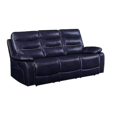 Graton Navy Horizontal Tufted with Nailhead Trim Recliner