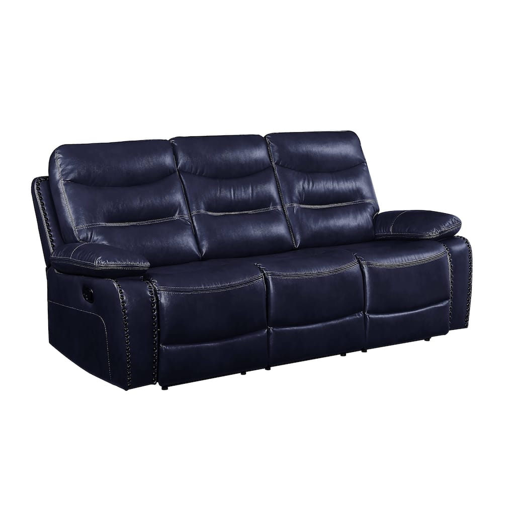 Graton Navy Horizontal Tufted with Nailhead Trim Recliner