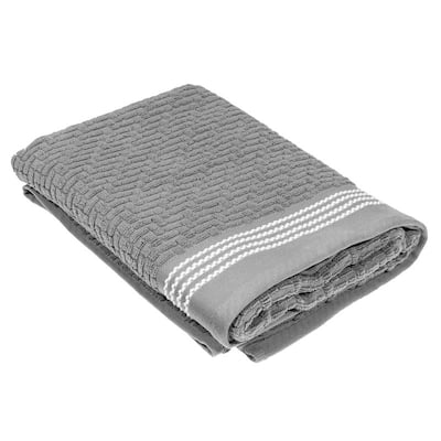 Luxury Stitch Bath Towel (27 X 50) (Light Grey) - Set of 2