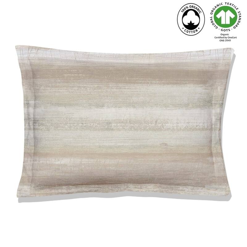 A1HC Reversible Print Organic Cotton Pillowcase, GOTS Certified, Wrinkle Resistant, Long Staple Cotton, 21" x 30" (Set Of 2) - Beige