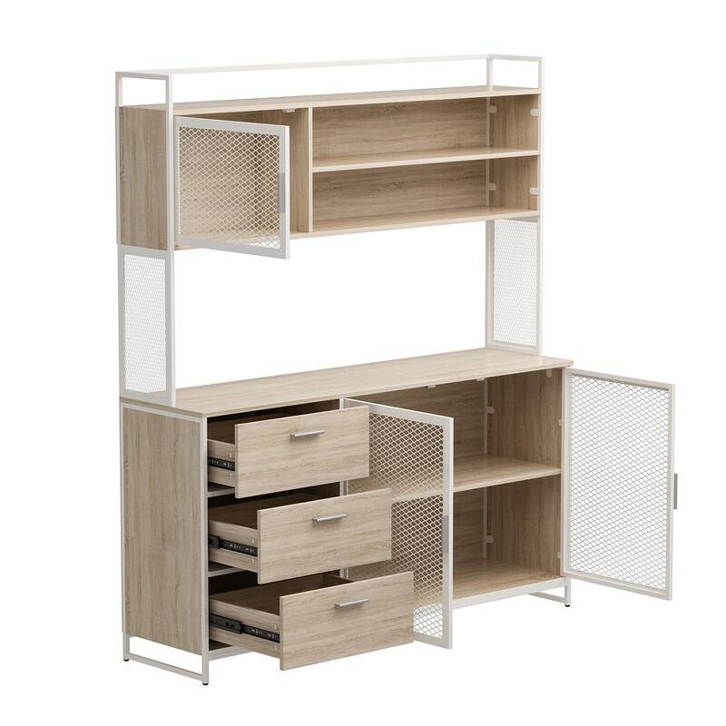 59"W Kitchen Cabinet Pantry with Sleek Design & Ample Storage - 59"W 68.5"H
