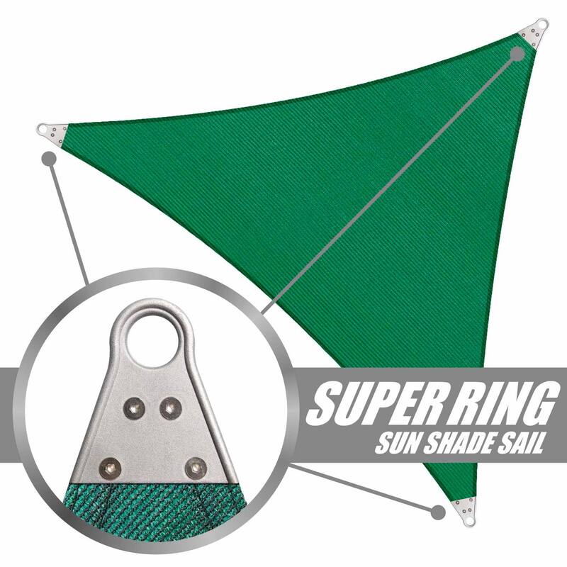 ColourTreeUSA Triangle Sun Shade Sail Reinforced Super Ring HDPE Mesh Fabric Screen Canopy UV Block 260 GSM