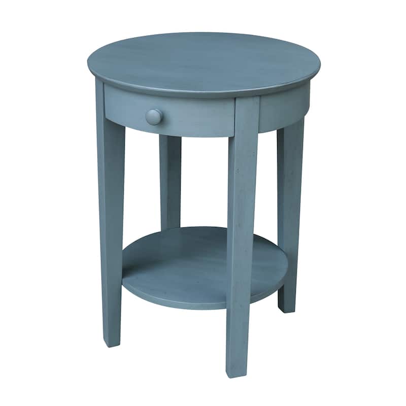Solid Parawood Philips Accent Table - Antique Rubbed Ocean Blue