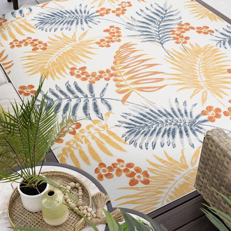 Alfresco Nautical & Coastal Floral & Botanical Reversible Indoor/Outdoor Area Rug - 5'3'' x 7'3'' - Multi-Color