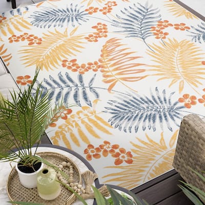 Alfresco Nautical & Coastal Floral & Botanical Reversible Indoor/Outdoor Area Rug