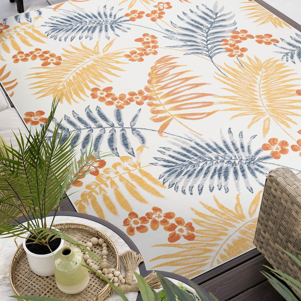 Alfresco Nautical & Coastal Floral & Botanical Reversible Indoor/Outdoor Area Rug