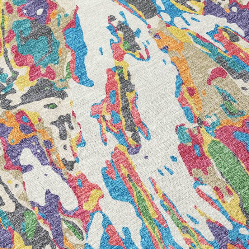 Machine Washable Indoor/ Outdoor Brushstrokes Chantille Rug