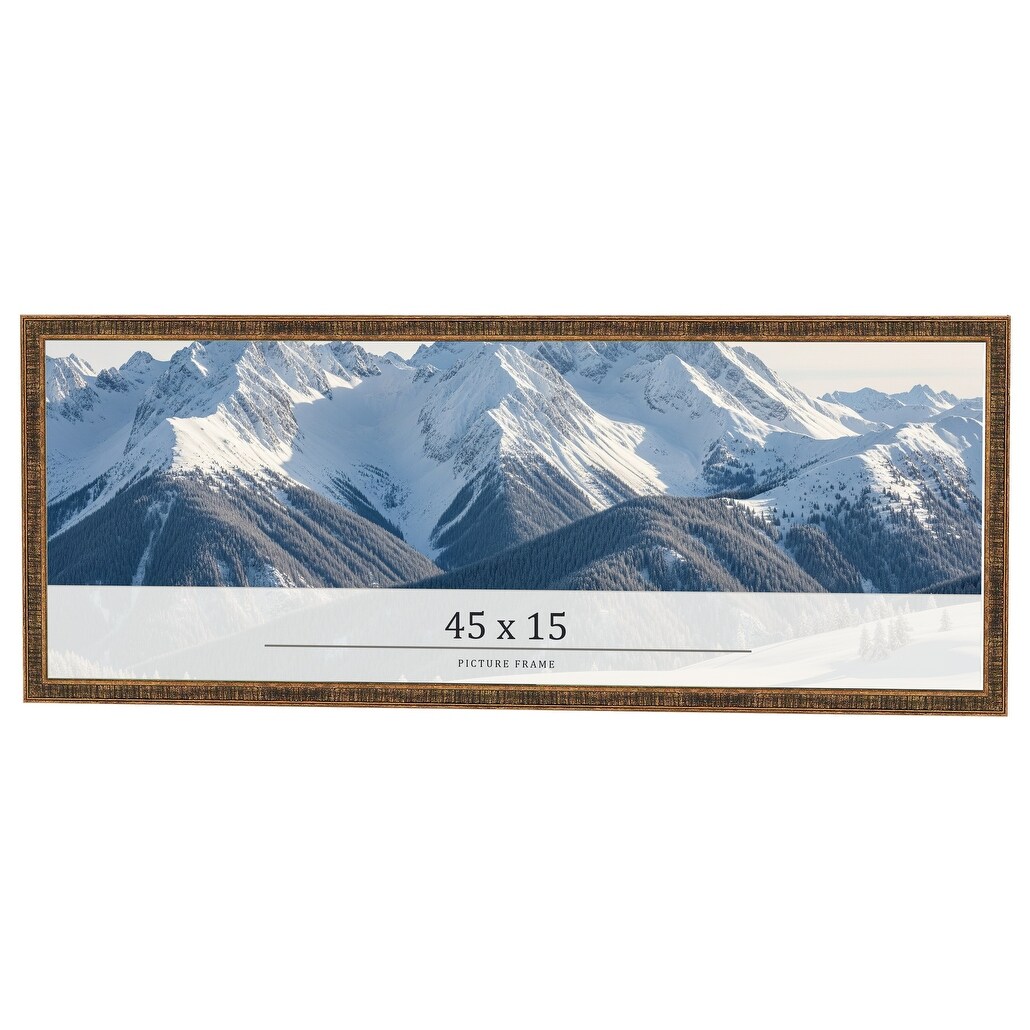 45x15 Frame Black Real Wood Picture Frame Kingsley Gold Distressed Photo Frame with UV Acrylic Foam Board Backing &
