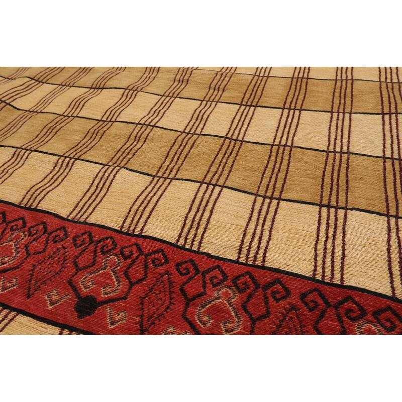 Hand Knotted Light Gold Flatweave Kilim Wool Traditional Area Rug - 5' 7'' x 7' 10''