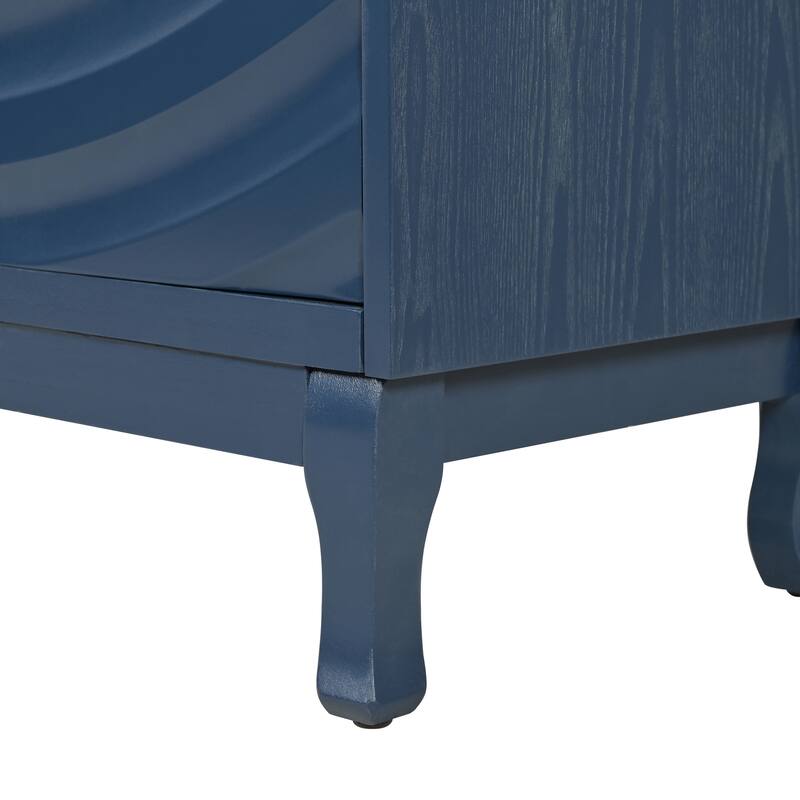 Sideboard Cabinet with Wavy Pattern Doors, Storage Cabinet with Adjustabel Shelves, Buffet Cabinet with Wooden Legs