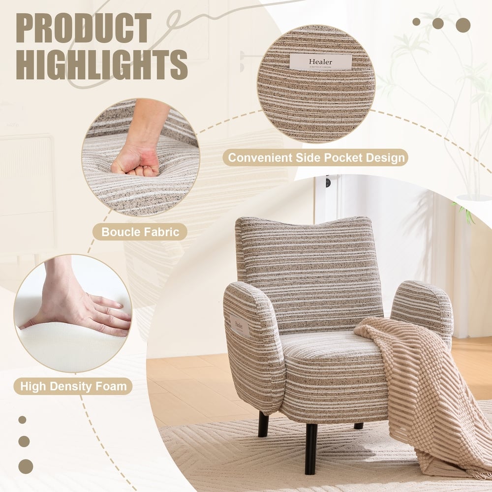 Modern style armchair with sanded fabric