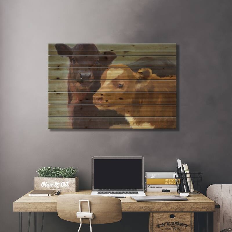 Farm Pals II Print On Wood by Carolyne Hawley - Multi-Color