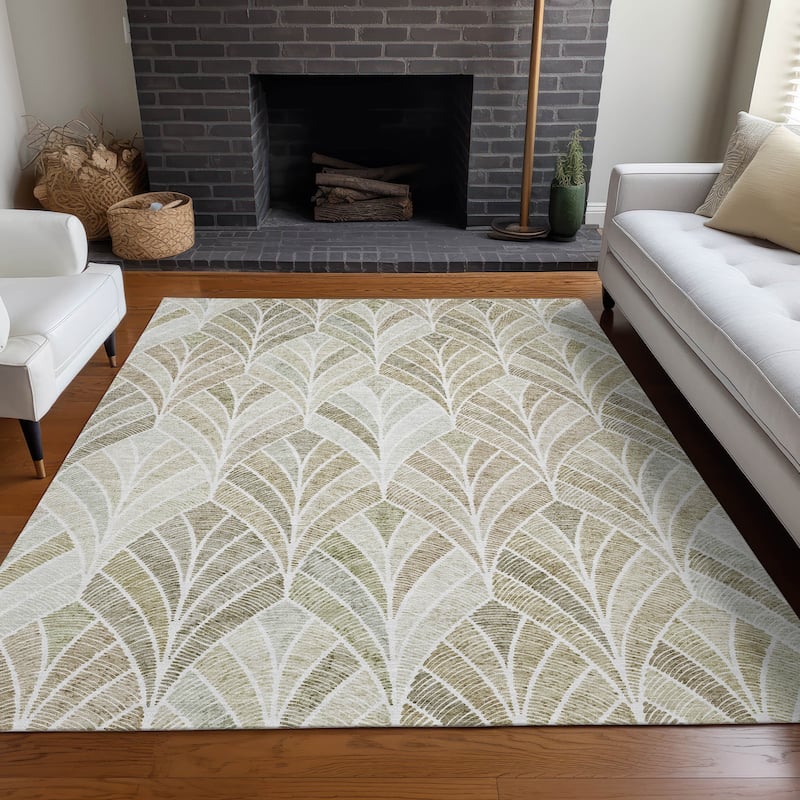 Premium Washable Super Soft Chic Mosaic Mayfield Rug - Khaki - 9' x 12'