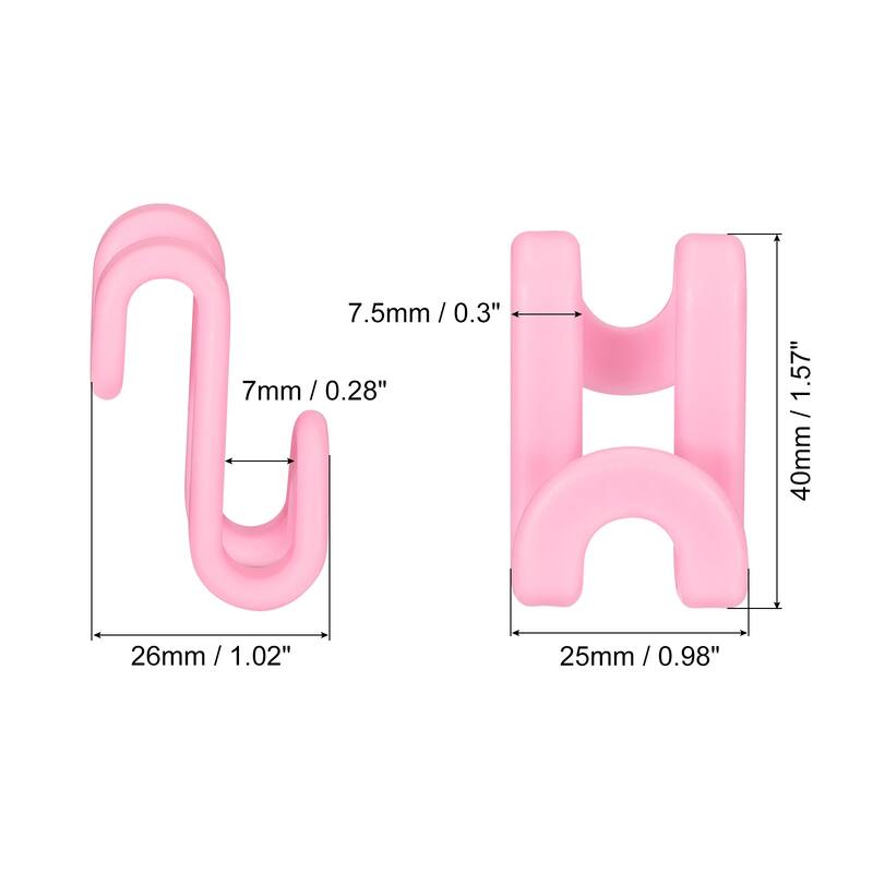 Clothes Hanger Connector Hooks, 30Pcs - ABS Hanger Extender Hooks - Pink