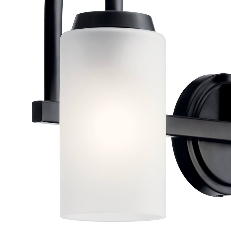 Kichler Lighting Kennewick 3-Light Vanity Light Black with Etched Glass