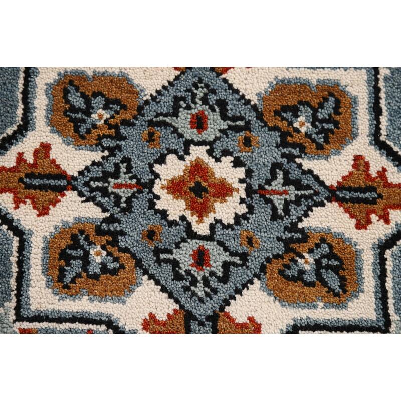 Geometric Blue Kazak Indian Foyer Rug Hand-Knotted Wool Carpet - 2'0" x 3'0"