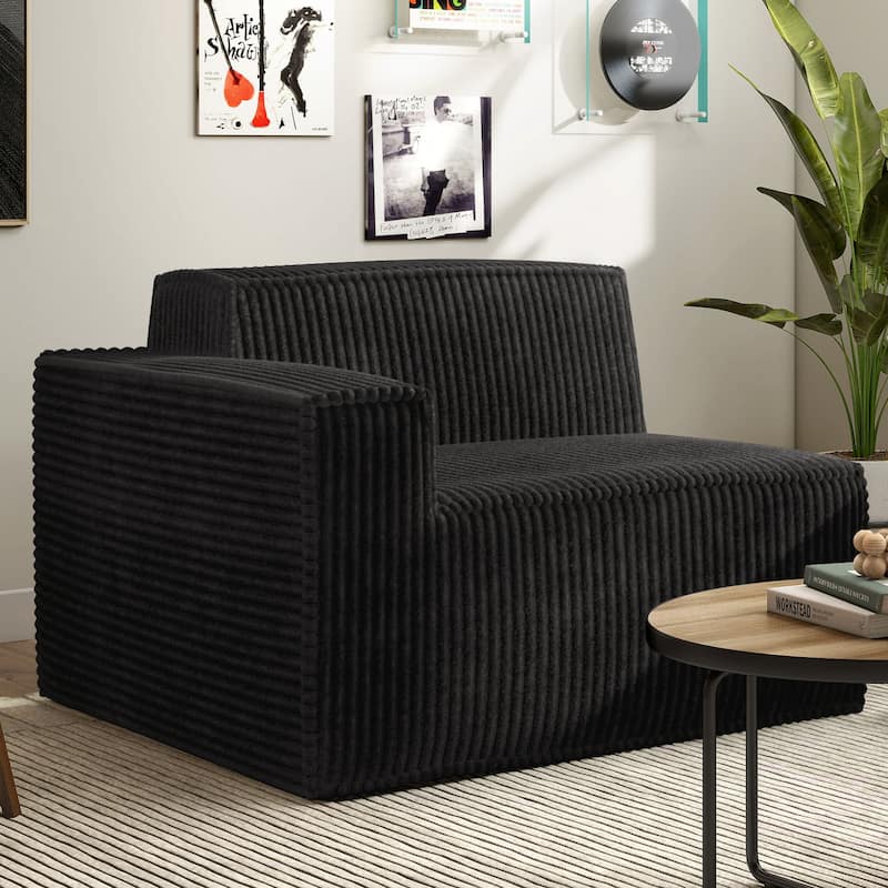 Furniture of America Navir Modern Chenille Foam Modular Sofa Chair - Left-Facing Arm - Black
