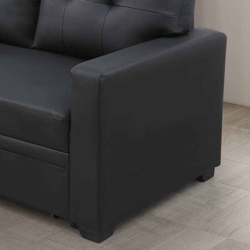 Contemporary Upholstered Storage Convertible Sectional Sofa with Pull-out Chaise