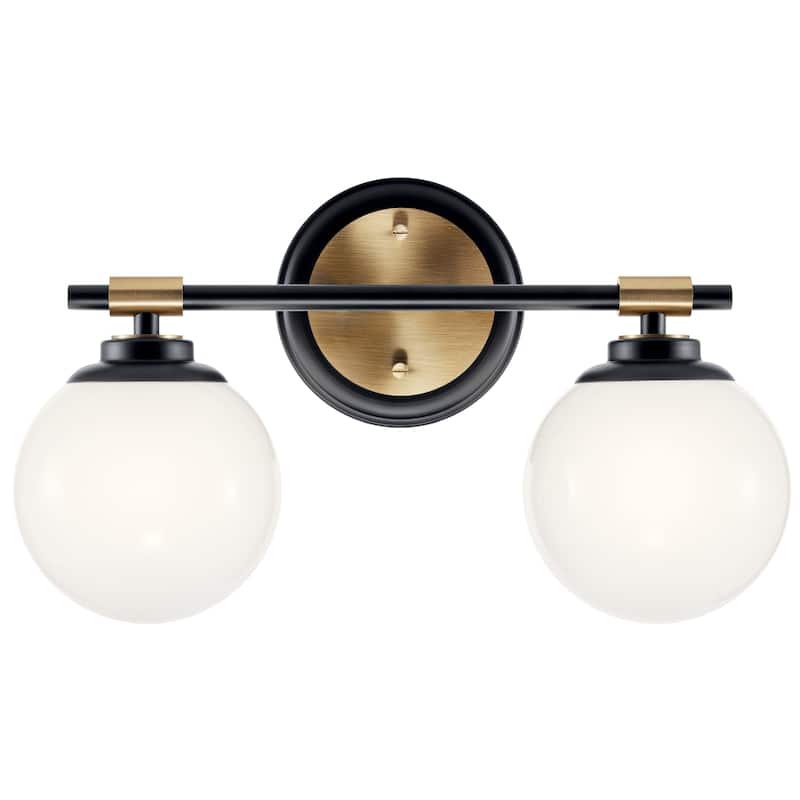 Benno 14.75 in. 2-Light Bathroom Vanity Light with Opal Glass