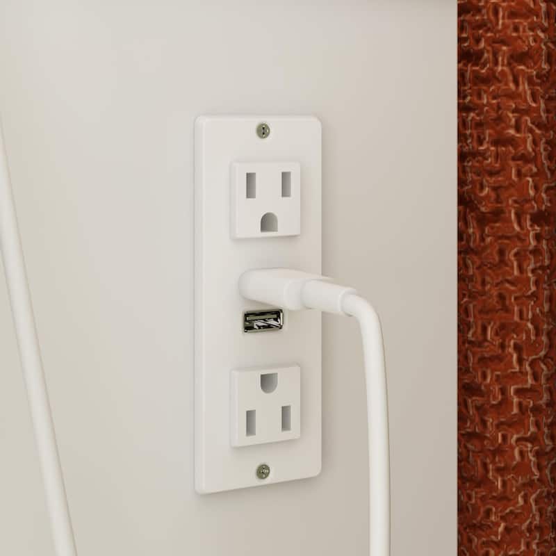 ELEMOVE Modern Dressing Tables with Built-in Lighted Mirror Makeup Vanity Desk Set Storage Drawers Shelves Outlets