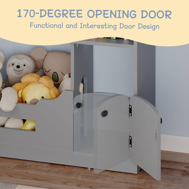 2-Tier Kids Bookshelf with Motion Sensor Light - Wooden Book Shelf, Toy Storage Organizer