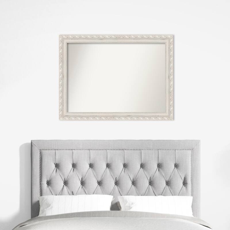 Opera Off White Non-Beveled Wood Framed Wall Mirror - Opera Off White