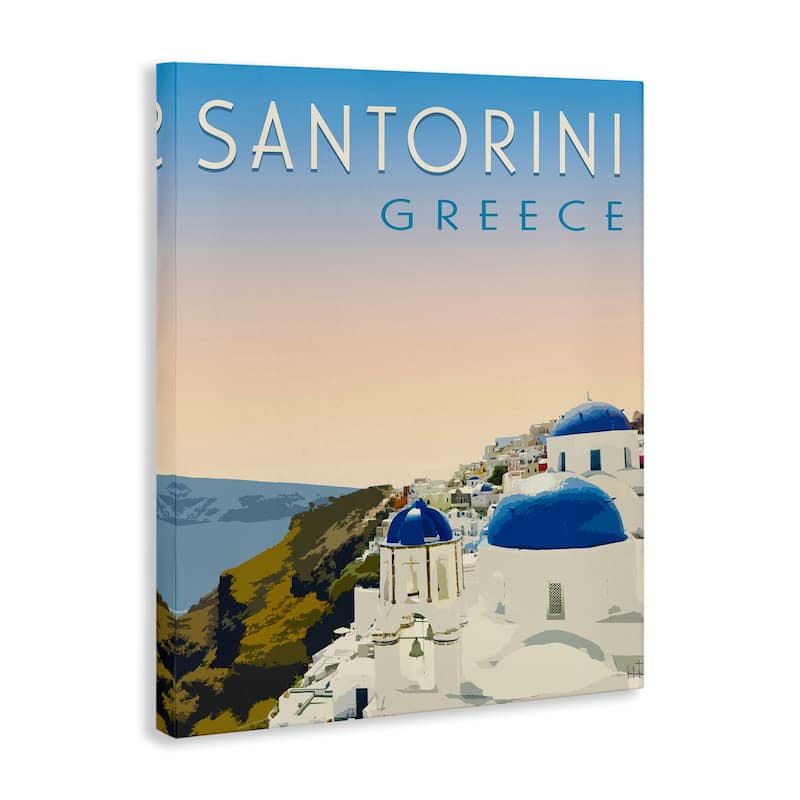 Stupell Vintage Santorini Cityscape Canvas Wall Art Design By Victoria Barnes