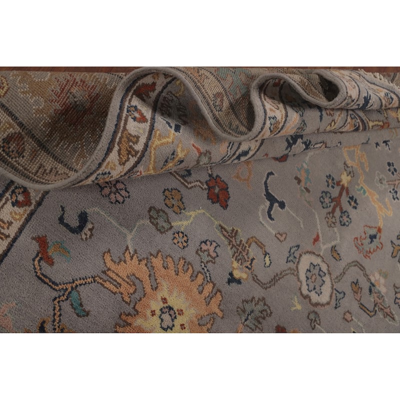 Floral Oushak Indian Area Rug Handmade Wool Carpet - 7'8"x 9'10"