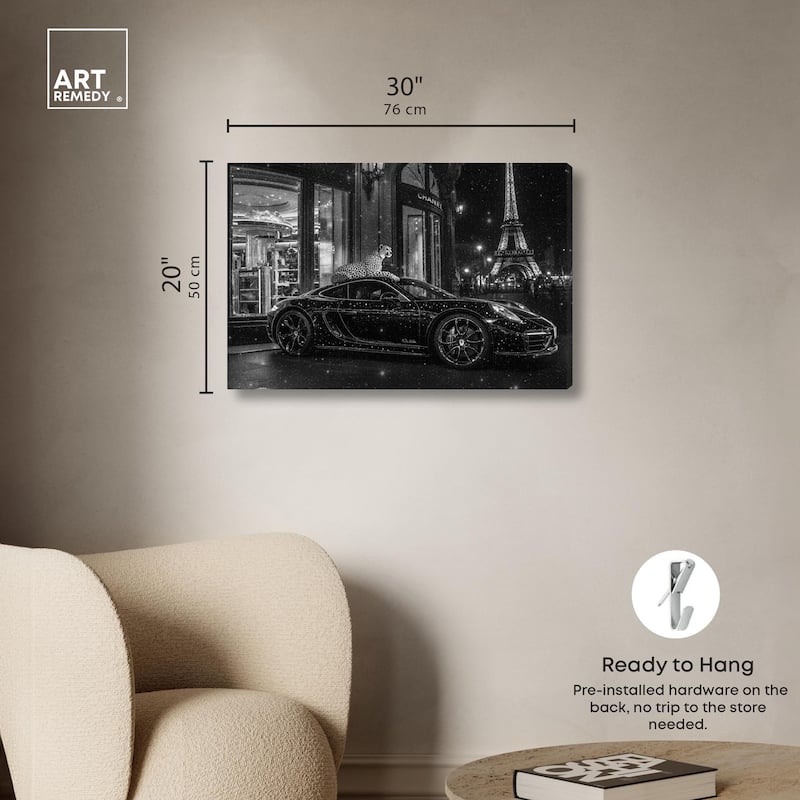 Glistening Cheetah and Car Canvas by Art Remedy, Gallery Wrapped