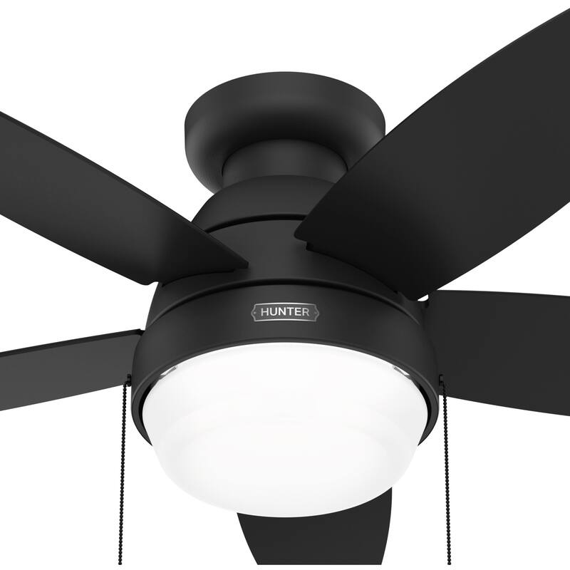Hunter Lilliana Low Profile Ceiling Fan w/LED Light Kit, Pull Chain, Exclusive SureSpeed - Modern, Transitional