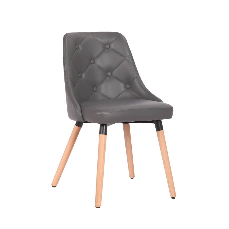 Porthos Home Dakari Dining Chairs, PU Leather Upholstery, Wooden Legs - Grey