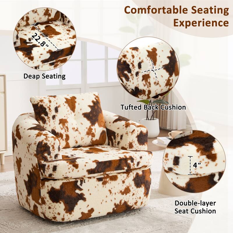Plush 360° Swivel Barrel Accent Chair with Deep Cushioning by Harper&Bright Designs