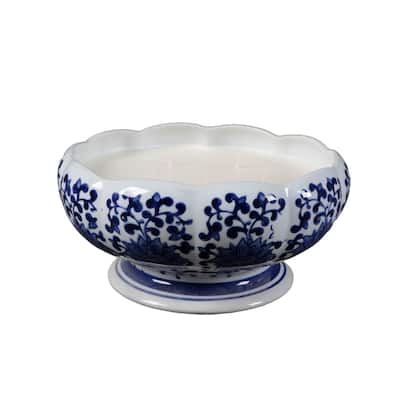 10.63in Scallop Chinoiserie Ceramic Candle (67 oz) - Bamboo