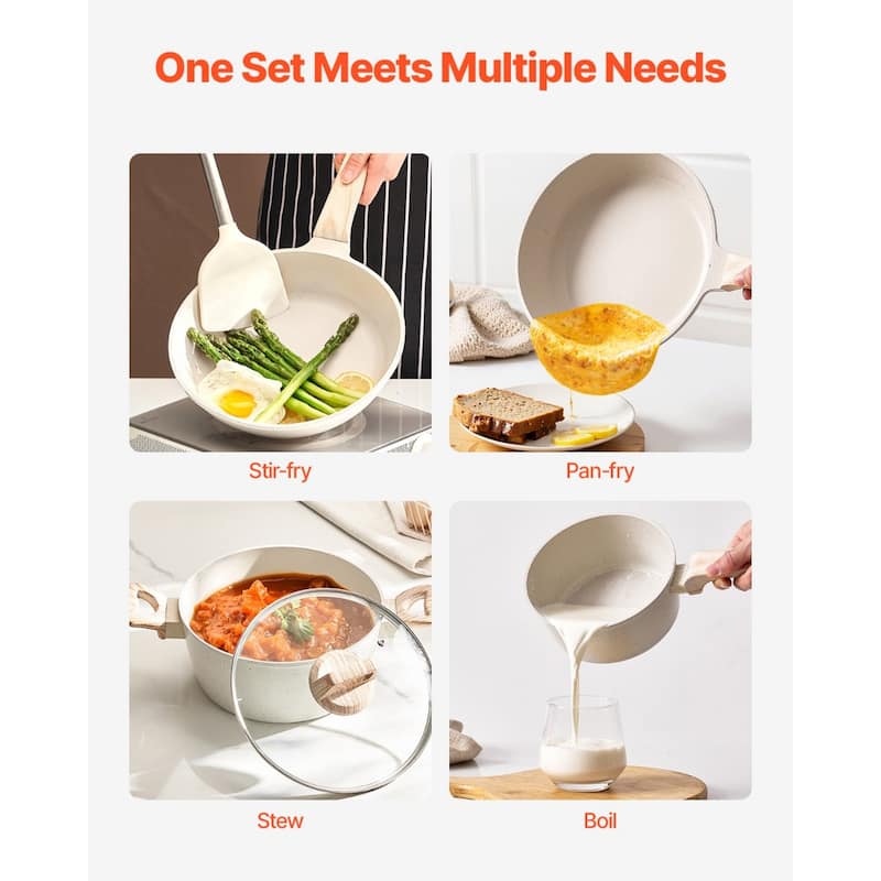 Aluminum Cookware Set with Non-Stick Pans and Lids