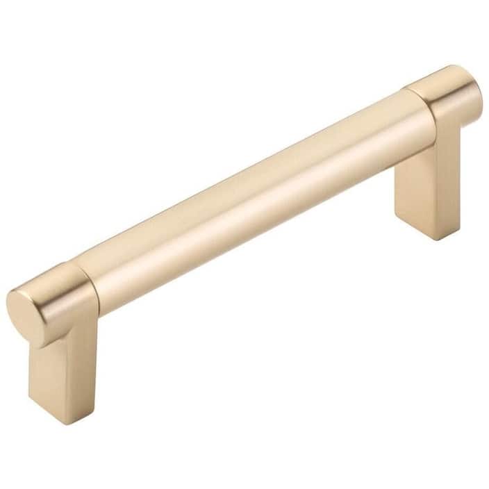 Emtek 84053.REC.SM Smooth 4" Center to Center Bar Cabinet Pull with - Satin Brass / Satin Brass Stem