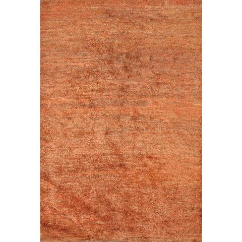 Solid Contemporary Oriental Area Rug Hand-knotted Home Decor Carpet - 5'6" x 7'7"