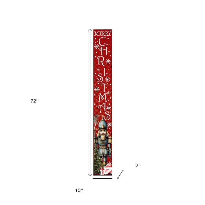 HomeRoots 72" Red Solid Wood Merry Christmas Nutcracker Porch Sign