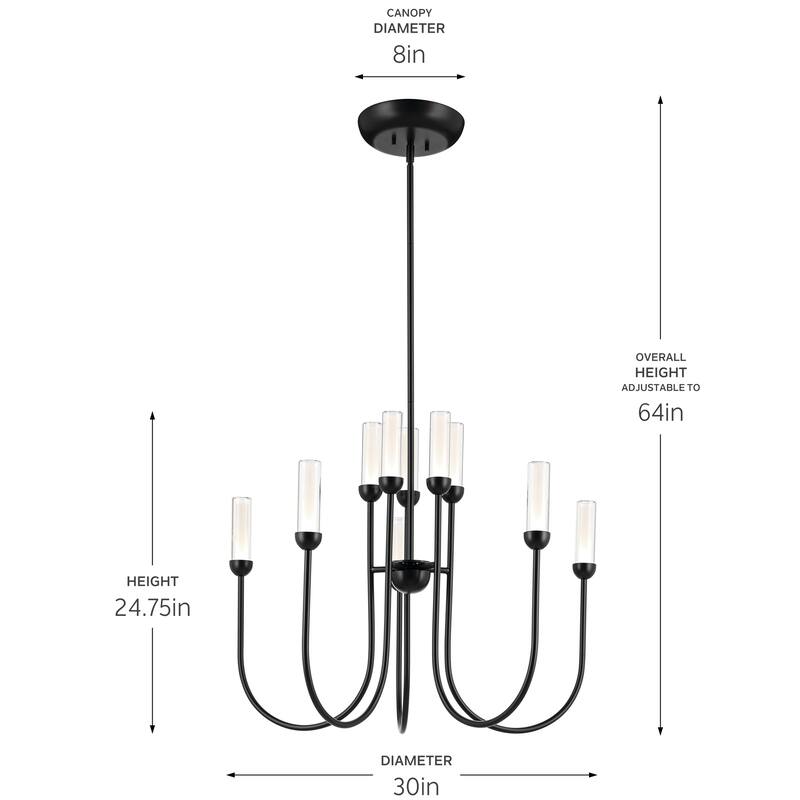 Moraine 30 Inch LED 10 Light 2-Tier Chandelier in Black
