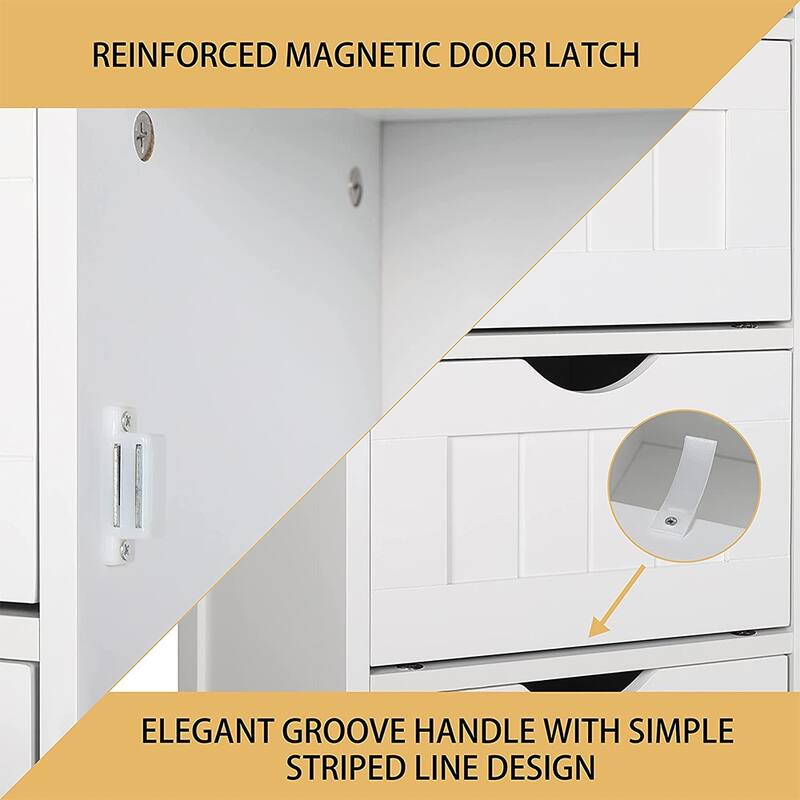 Freestanding Bathroom Storage Cabinet with Adjustable Shelf & Drawer