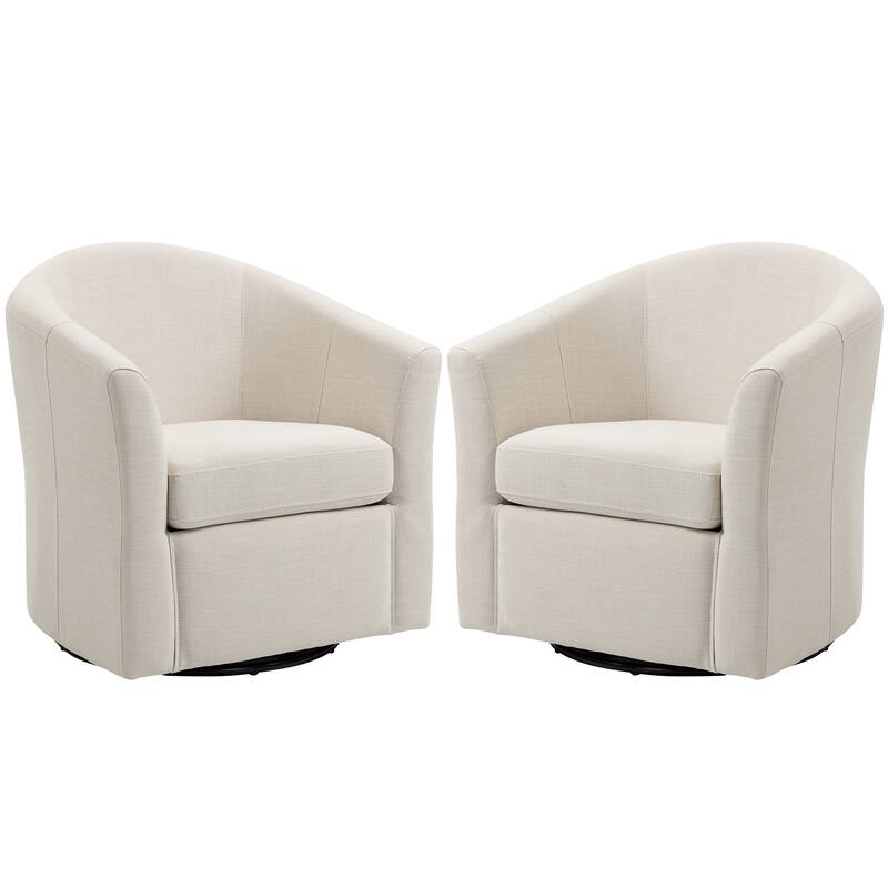 Set of 2 Modern Upholstered Swivel Barrel Chair Living Room Accent Chair