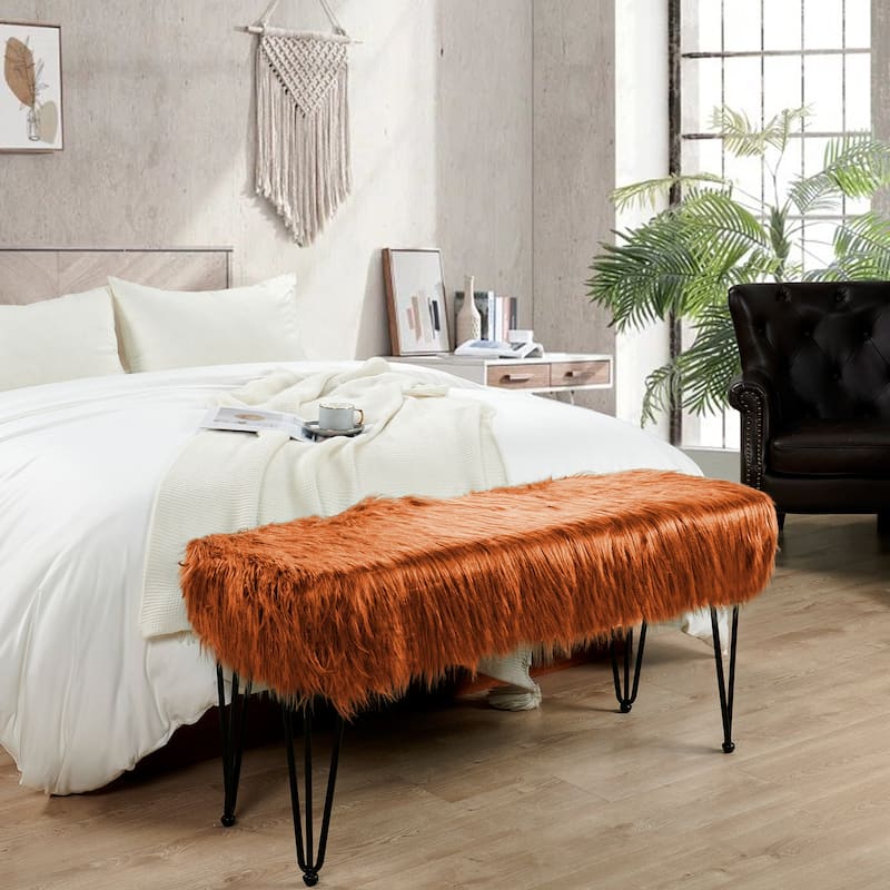 Mongolian Fauxfur Ottoman