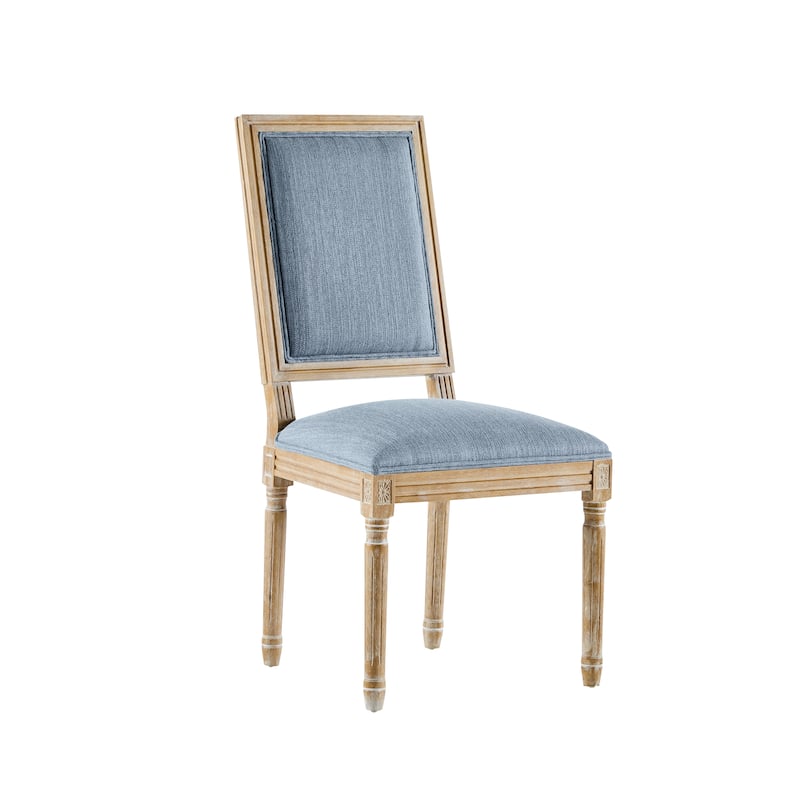 [Set of 2] French Country Dining Chairs - Elegant Cane Backrest & Upholstered Seats with Fluted Legs, Solid Rubberwood Frame