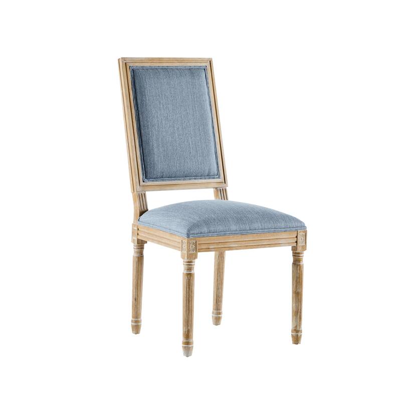 [Set of 6] French Country Dining Chairs-Elegant Cane Backrest&Upholstered Seats with Fluted Legs-Solid Rubberwood Frame