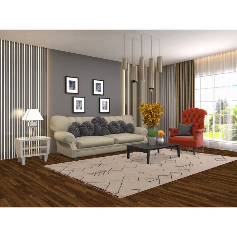 Geometric Ivory Moroccan Area Rug Hand-Knotted Wool Carpet - 5'7"x 9'5"